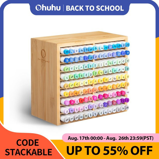 Ohuhu Bambus-Marker-Organizer aus Holz in Braun für 126 Marker, Stifte und Pinsel mit mehreren Fächern - Bild 1