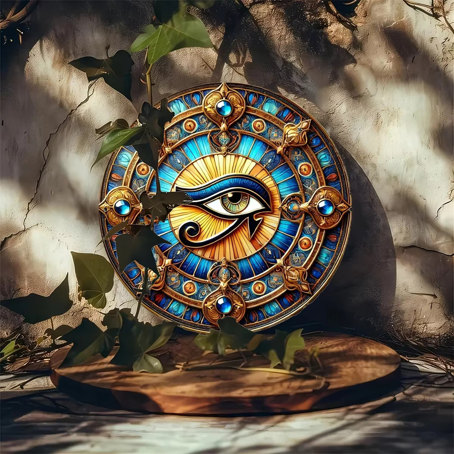 Potdemiel Auge des Horus Rundes Eisenkunstwerk Wandbehang Multicolour Durchmesser: 19,81 cm - Bild 3