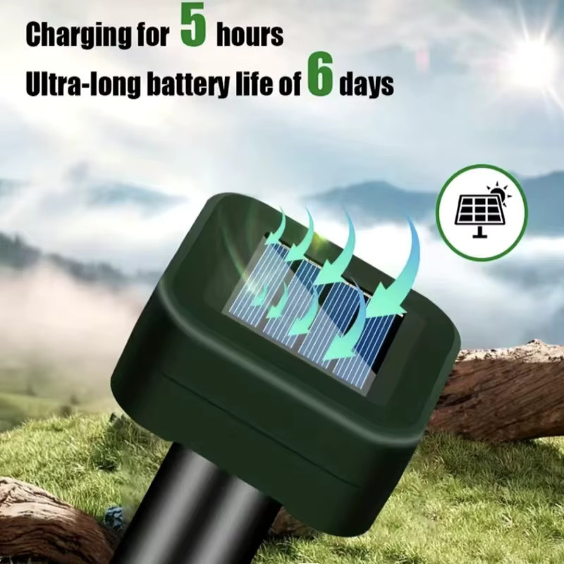 DOUWENXI Solar Ultraschall Maulwurf und Wühlmausabwehr Set, 2 Stück wasserfeste Sonic Repeller für den Außenbereich - Bild 5