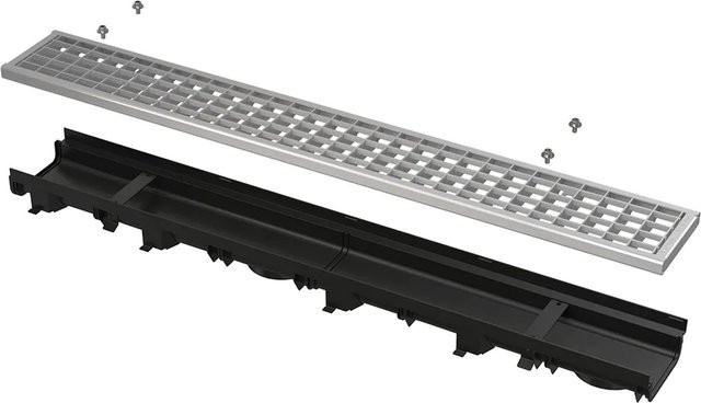 Alcadrain Entwässerungsrinne mit Kunststoffrand und verzinktem Rost in Silber, Breite: 60 cm - Bild 1