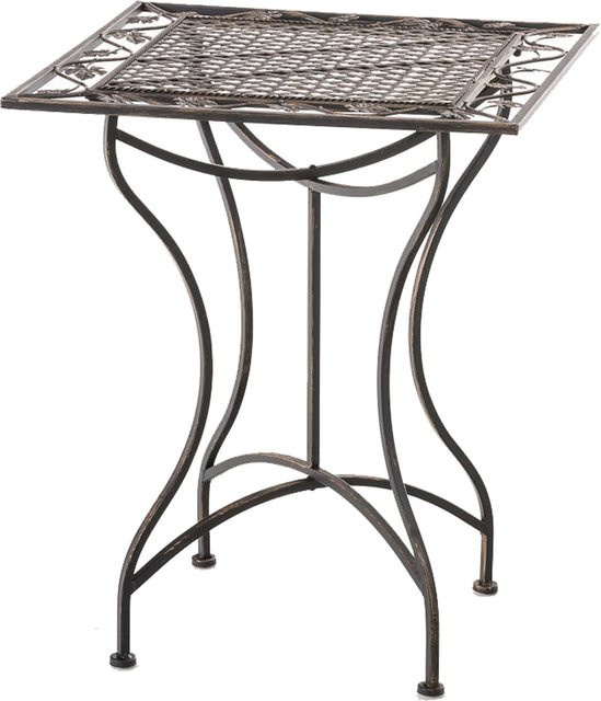 CLP Gartentisch Asina quadratisch aus Eisen in Schwarz mit Blatt-Ornamenten im Jugendstil, B/T: 60 x 60 cm - Bild 1