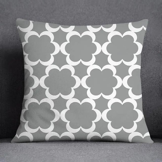Quadratischer Kissenbezug von Elegant home life in Grau mit weißem floralem Muster, B/T/H: 60 x 60 x 60 cm - Bild 1