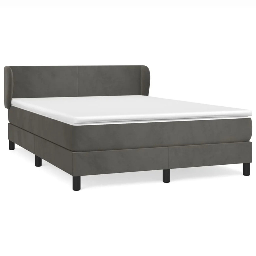 vidaXL Boxspringbett mit Matratze in Dunkelgrau aus Samt, Hybridbett mit Taschenfederkern, B/T/H: 140 x 200 x 78 cm - Bild 2