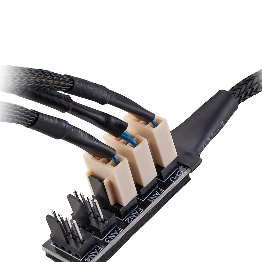 AuyiHomu 4-Pin PWM 1-zu-5 Lüfter-Hub Gehäuselüfter-Geschwindigkeitsregler und Verteilerkabel in Schwarz - Bild 4