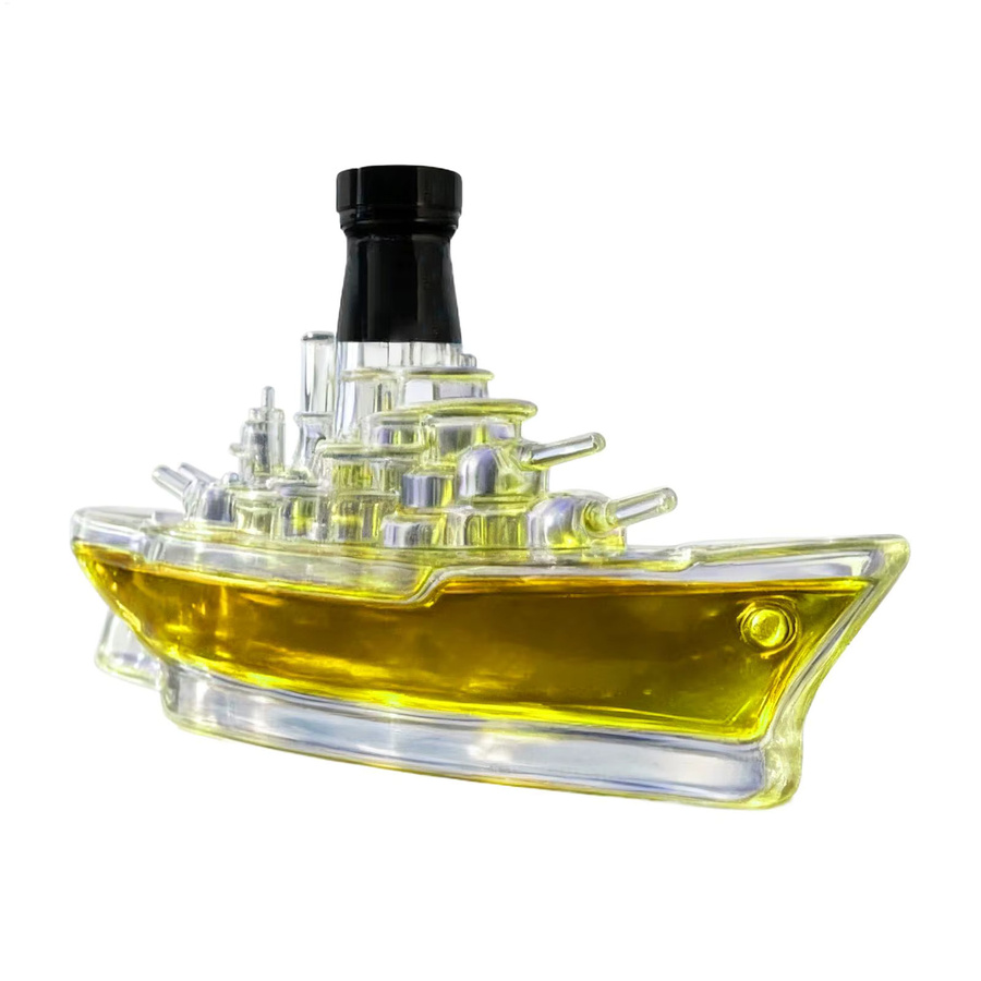Transparente Schnapsflasche in Kriegsschiff-Form aus Glas mit 350 ml Volumen für Whisky und Wodka - Bild 3