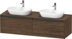 Duravit Waschtischunterschrank Ketho.2 in Natur Dunkel, wandhängend mit 2 Auszügen, Breite: 160 cm, Tiefe: 55 cm, Höhe: 45,9 cm - Bild 1