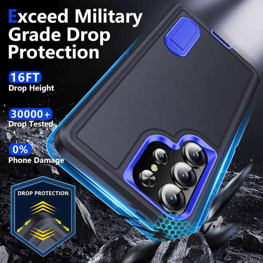 Militärische Anti-Drop Schutzhülle mit integriertem Ständer für Samsung Galaxy S26 S25 S24 S23 FE S22 Ultra Plus in Schwarz, Pink oder Lila - Bild 3