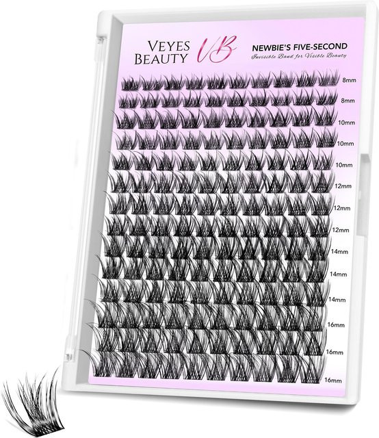 Veyesbeauty LuxeBold Lashes 3D-Positionierungstechnologie, 140 Cluster, 8-16 mm, schwarz - Bild 1
