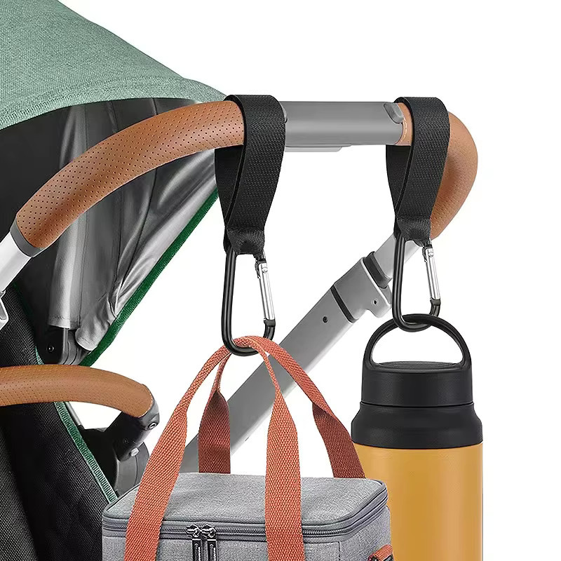 Kinderwagen Haken Organizer aus Aluminiumlegierung in Schwarz für Windeltaschen und Einkaufstaschen - Bild 2