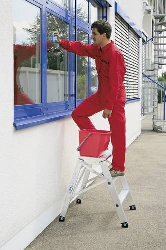 Günzburger Steigtechnik MUNK 50006 Aluminium Plattformleiter fahrbar und klappbar in Silber mit einer maximalen Arbeitshöhe von 2,7 m - Bild 1