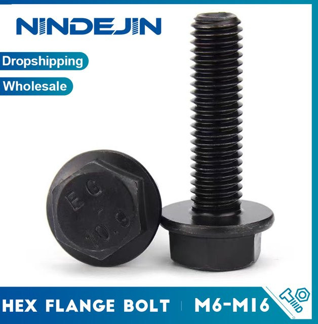 NINIDEJIN Sechskant-Flanschschrauben aus legiertem Stahl Güteklasse 10,9 in den Größen M6, M8, M10, M12, M14, M16 - Bild 1