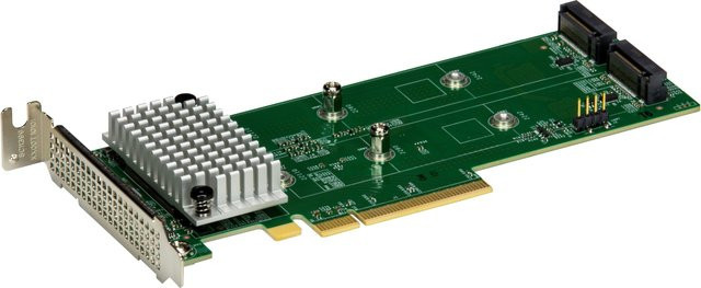 Supermicro AOC-SLG4-2H8M2-O PCIe 4.0 x16 RAID Controller Card mit 2-Port NVMe/SATA M.2 in Green - Bild 1