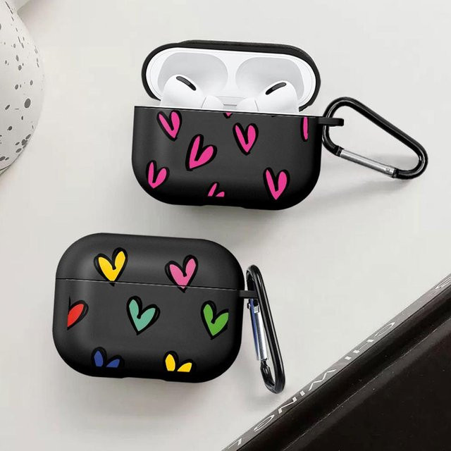 Bunte Cartoon-Liebesherz Schutzhülle für Apple AirPods Pro 1, 2 und 3 - Bild 1
