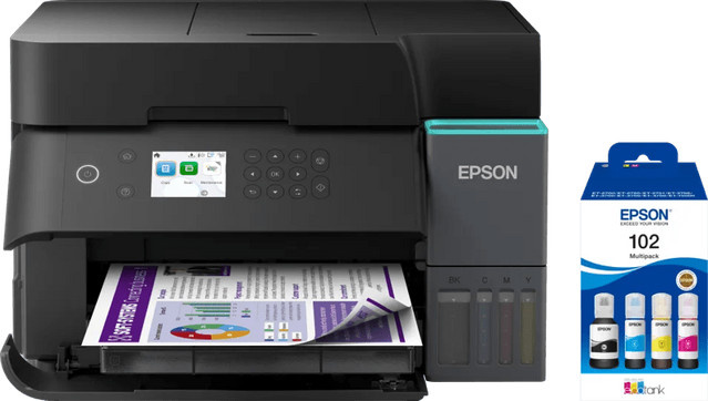 Epson EcoTank ET-3950 Tintenstrahldrucker mit zusätzlichem Tintenflaschen-Set inklusive Drucken, Scannen und Kopieren sowie WLAN und Ethernet - Bild 1