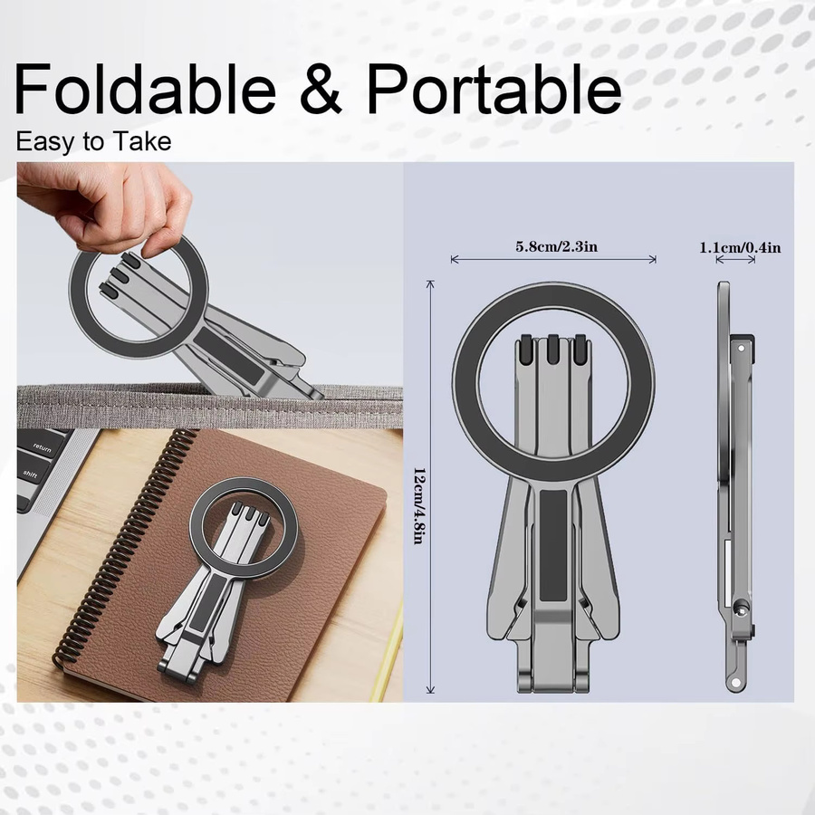 XMSJ Auto-Magnet-Handyhalterung mit Haken, faltbares Mini-Magnetstativ aus ABS, kompatibel mit MagSafe - Bild 2