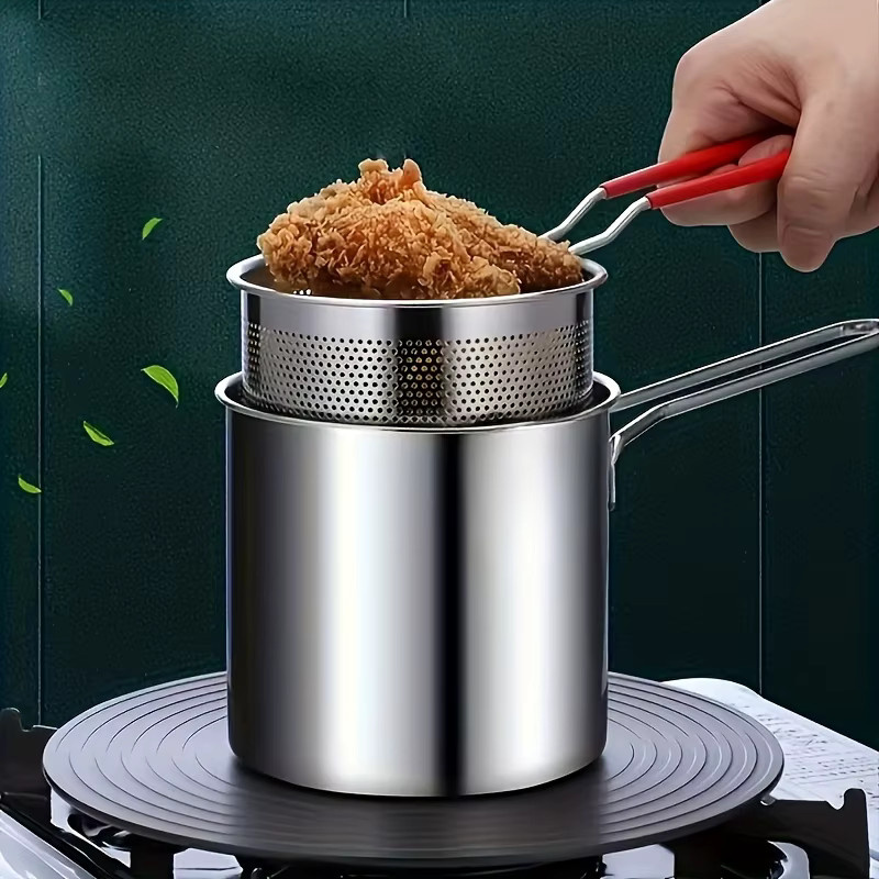 3-teiliges Spießpfannenset aus Edelstahl in Silber mit belüftetem Deckel für Grill und Tempura - Bild 3