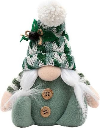 Handgefertigte Weihnachts-Wichtelpuppe von Shengzitian in Grün und Weiß als Plüsch-Dekoration für deine Tischdeko - Bild 1