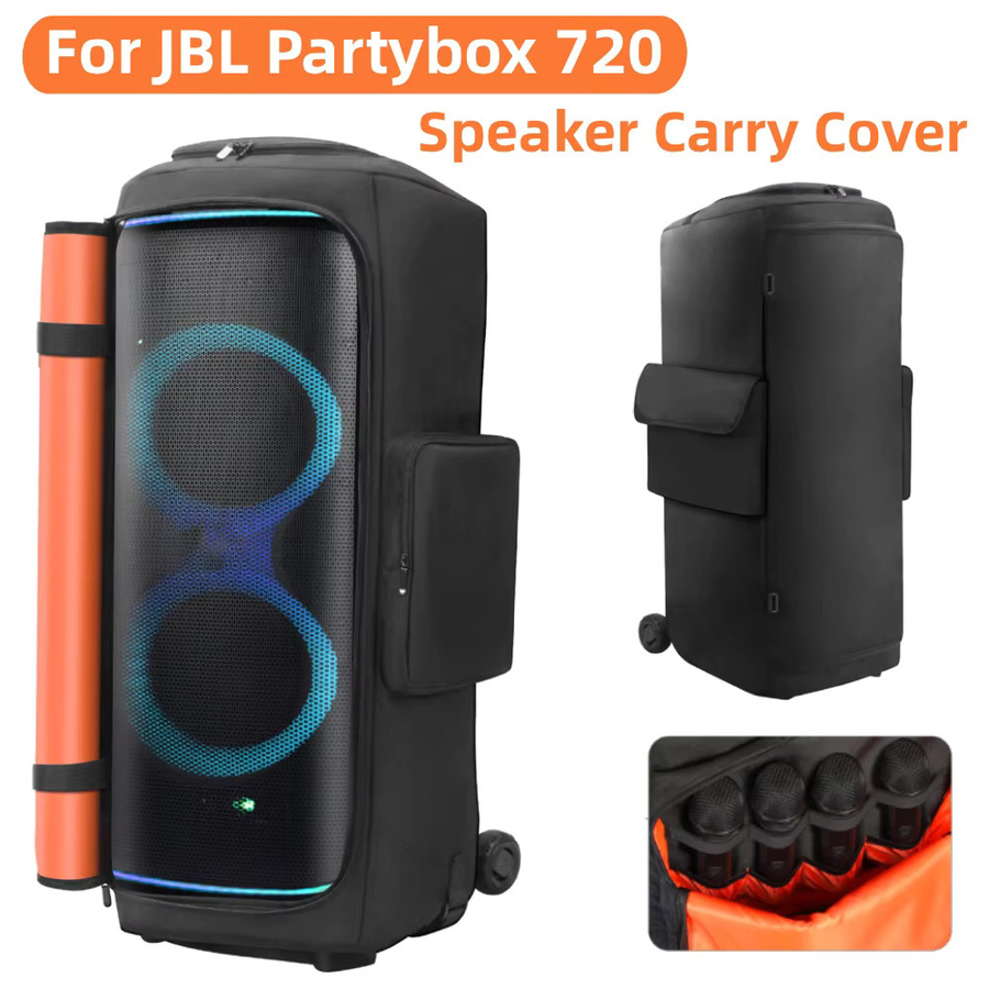 Doppelseitige JBL Party Box 720 Lautsprecher-Aufbewahrungstasche in Schwarz mit Mikrofontasche und Polsterung - Bild 2