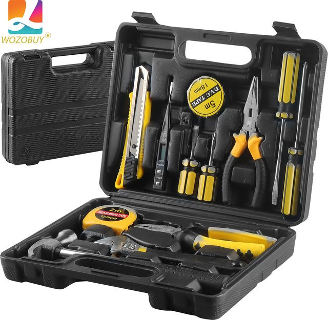 WOZOBUY Multifunktionales Handwerkzeug-Set in Schwarz mit Schraubenschlüsseln und Schraubendrehern für die Hauswartung - Bild 1