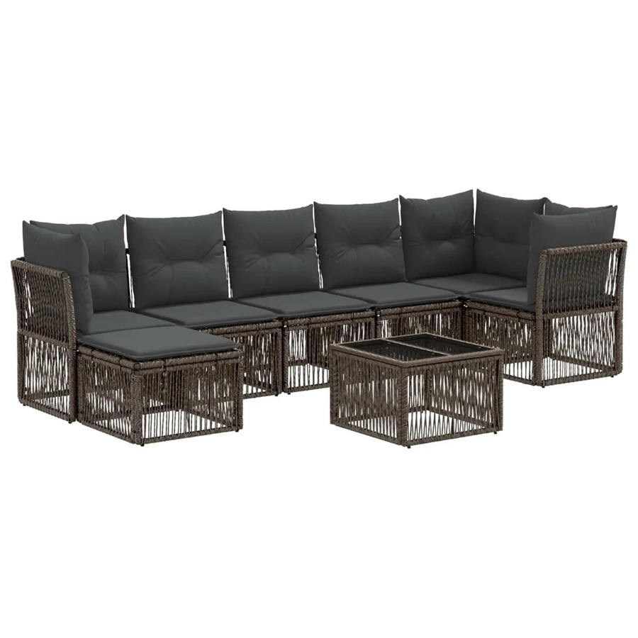vidaXL Gartensofa-Set 8-teilig in Grau aus Poly-Rattan mit Polsterung und Outdoor-Tisch - Bild 2
