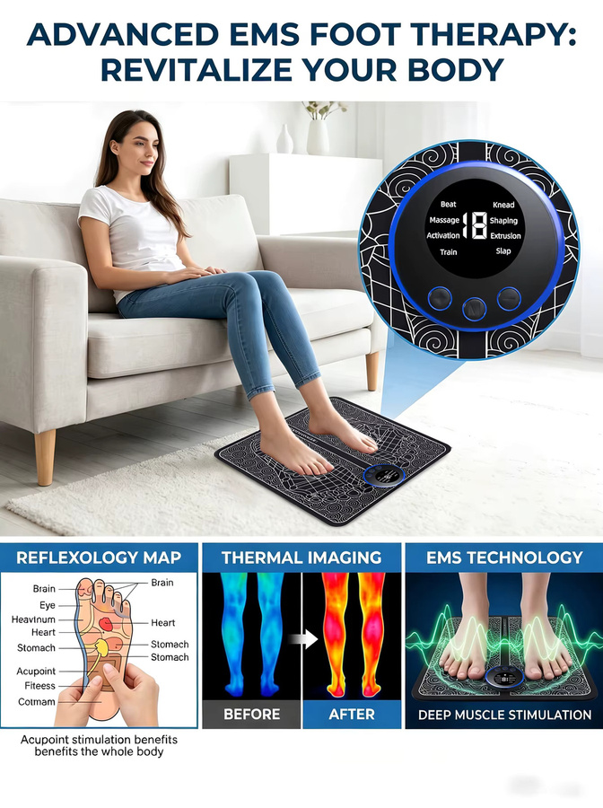 AXH EMS Fußmassagegerät mit Fußtherapie-Funktion und Meridian-Massage in Schwarz - Bild 5