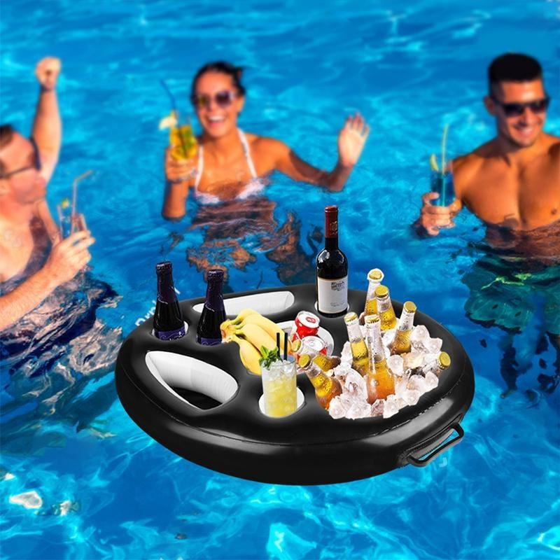 Yuyongzhi Aufblasbare Pool Bar aus PVC mit 8 Löchern als 2 in 1 Getränke und Snack Halter, transparent - Bild 2