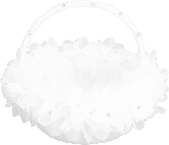 OutsideWorld Blumenmädchen Korb für Hochzeiten mit künstlichen Straußenfedern und Spitze in Weiß - Bild 1