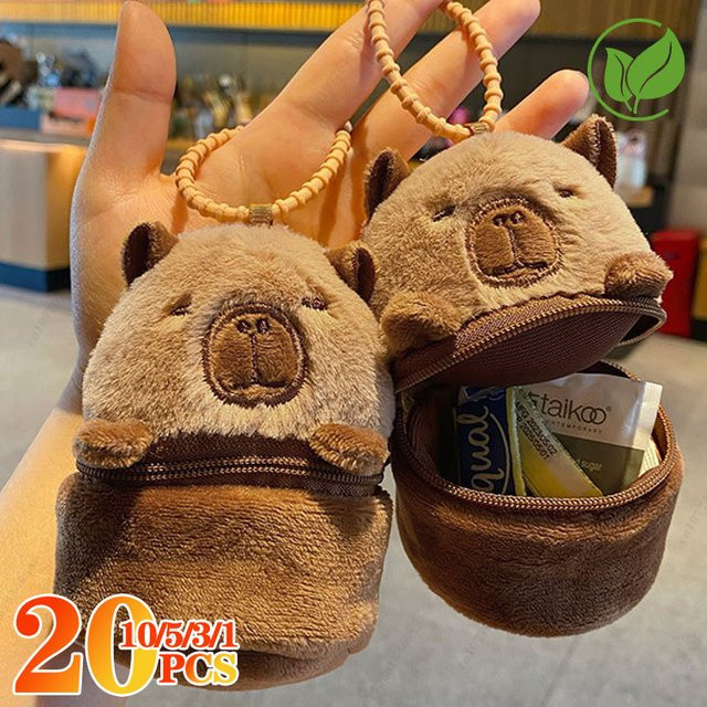 Cartoon Capybara Geldbörse Headset Tasche Anhänger, Plüsch Puppe, 1-20 Stück - Bild 1