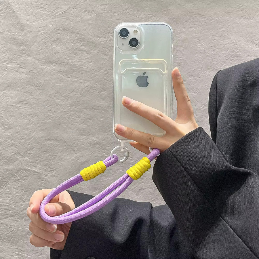 Luxuriöse transparente Kartentasche mit bunter Lanyard-Seilabdeckung für iPhone 17 Pro Max, iPhone 15 Plus, iPhone 13 und iPhone 11 - Bild 3