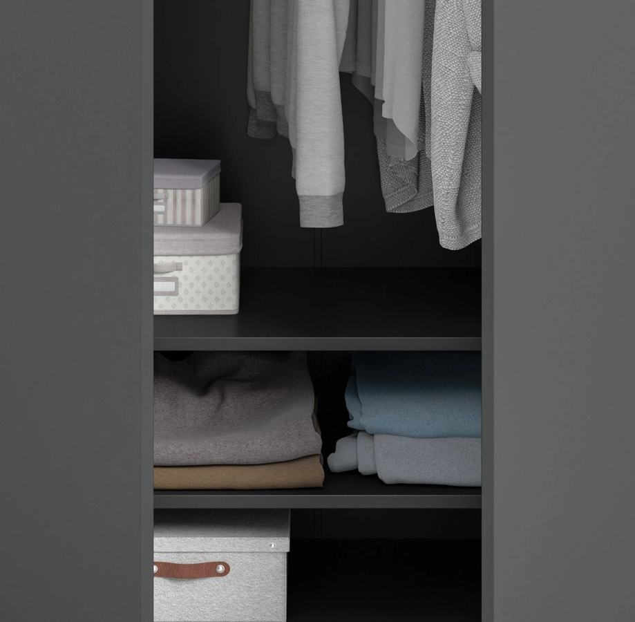 4-türiger Kleiderschrank Carter in Grau, modern und matt, B/H: 160 x 176 cm - Bild 3