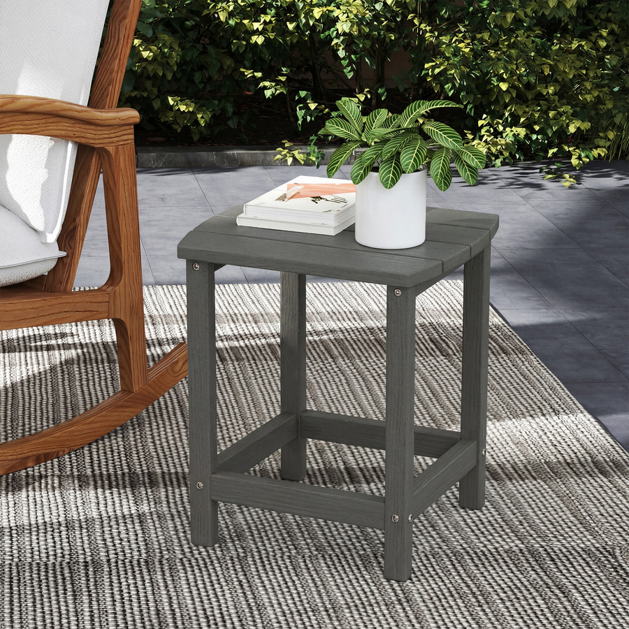 Outsunny Gartentisch und Beistelltisch aus wetterfestem Kunststoff in Grau, B/T/H: 37 x 46 x 48 cm - Bild 6
