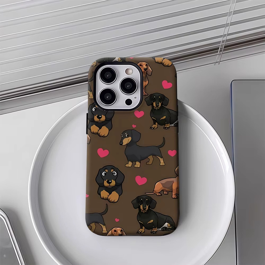Lovey Doxies Handyhülle für iPhone 17 16 15 14 13 12 11 Pro Max Plus mit doppelschichtiger Rückseite in Multicolour - Bild 4