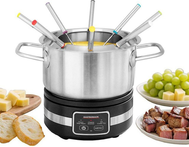 Gastroback 42568 Elektrisches Fondue Set in Silber mit einstellbarem Thermostat und Gabelset - Bild 1