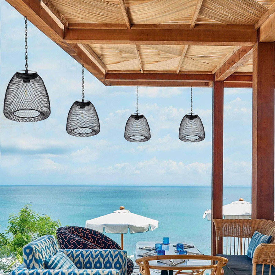 TOMTOP JMS Solar Outdoor Anhänger Lichter aus Rattan in Schwarz mit Warmweißem Licht für Garten, Terrasse und Hof - Bild 1