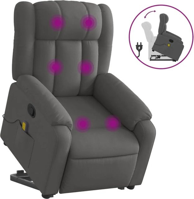 vidaXL Massagesessel Modell 6 mit Aufstehhilfe in Dunkelgrau aus Samt und Stoff - Bild 1