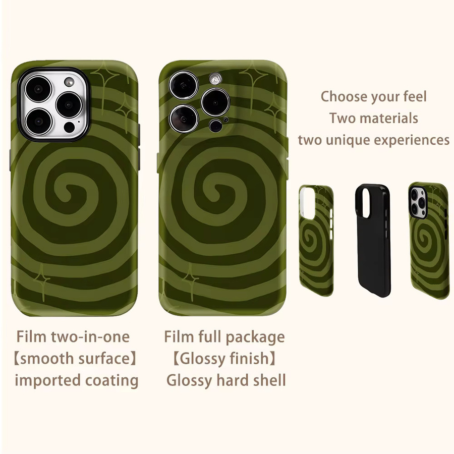 Potdemiel Spiral-Handyhülle in Grün für iPhone 18 bis 11 Pro Max Plus mit doppelschichtiger Rückabdeckung - Bild 3