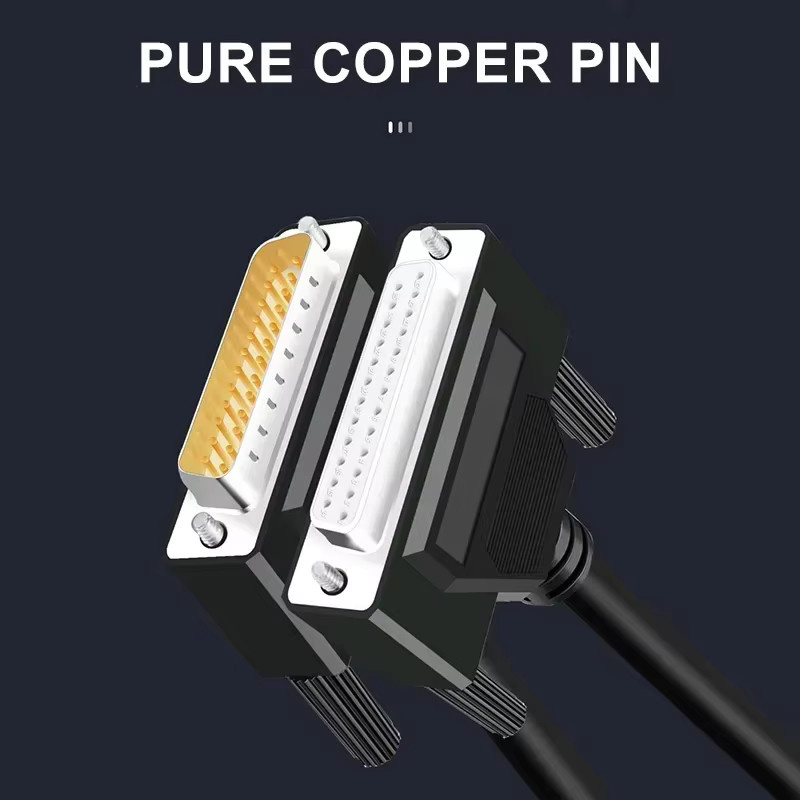 DIVEDEER DB25 Doppelschild-Parallel-Port-Datenübertragungskabel in Schwarz, 25-polig, Stecker auf Buchse, aus reinem Kupfer - Bild 3