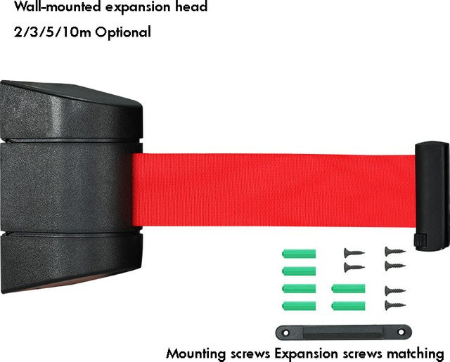 ZJMZYM Einziehgürtel Absperrband aus Kunststoff in Schwarz-Rot für Wandpoller und Magnetzaun-Leitplanken - Bild 1