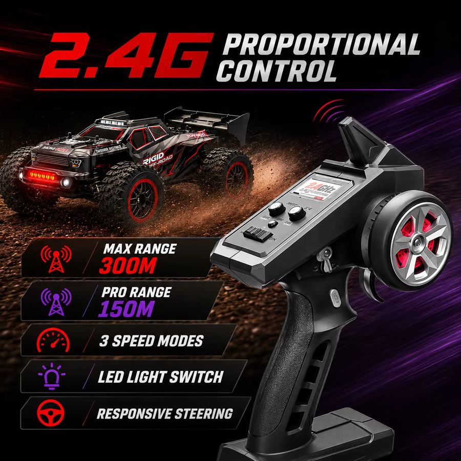 ZNLYRION Hochgeschwindigkeits-All-Terrain-RC-Auto, mit LED, 4x4-Radantrieb - Bild 2