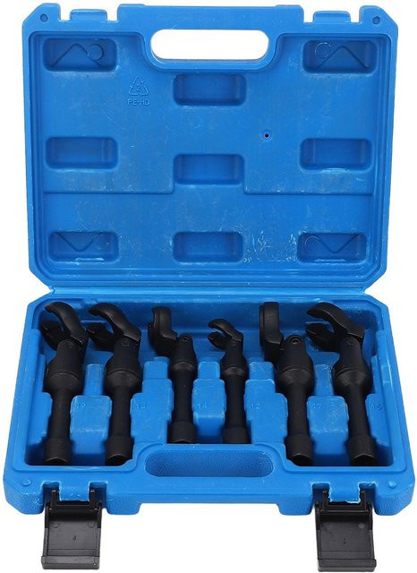 6-teiliges Aimo Krähenfußschlüssel-Set aus Stahl mit 180 Grad flexiblem Kopf, metrisch, 1/2 Zoll und 3/8 Zoll Antriebe, Farbe Blau - Bild 1