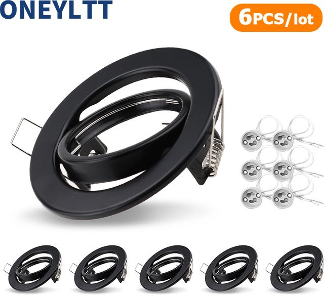 ONEYLTT LED Einbaustrahler Halterung für GU10 MR16 Leuchtmittel, verstellbarer LED Spotlight Rahmen für Deckenmontage, rund, Farben: Weiß oder Schwarz, Einbaumaß: 70 mm - Bild 1
