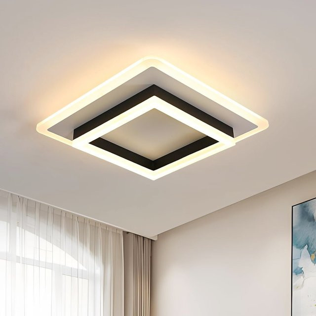 Moderne quadratische LED-Deckenleuchte in Weiß mit warmweißem Licht 3000 K, 30 W und 3375 lm für Wohnzimmer, Schlafzimmer und Flur - Bild 1