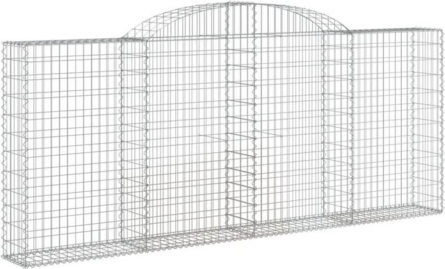vidaXL Gabionen mit Hochbogen Set aus 3 Stück, silbern, Verzinktes Eisen, B/T/H: 300 x 30 x 120/140 cm - Bild 1