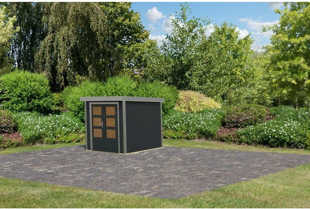 Karibu Gartenhaus Diego C in Anthrazit Grau aus Holz, B/T/H: 208,5 x 209 x 213 cm - Bild 1