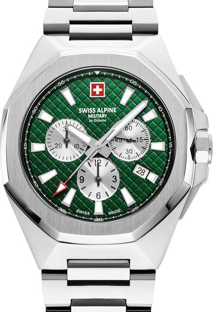 Swiss Alpine Military Chronograph, Quarz, Edelstahl, Grün, 42 mm, Herren - Bild 1