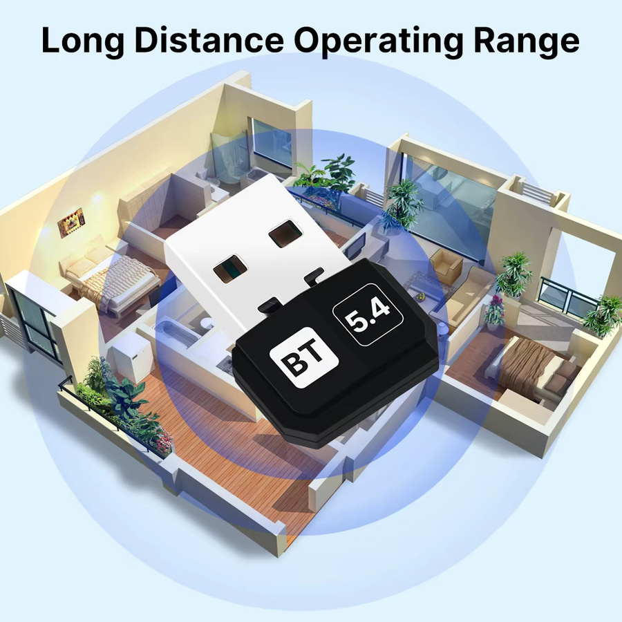 DERAPID USB Bluetooth 5.4 Adapter als Wireless Sender und Empfänger Dongle in Schwarz für Windows 10/11 - Bild 4