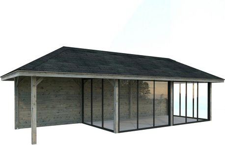 PALMAKO Pavillon Bianca Set 218 Slide in Grau aus Fichtenholz mit ESG Glas, B/H/T: 876 x 319 x 300 cm - Bild 1