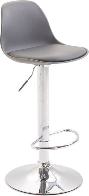 TPFLiving Barhocker Kilian in Grau mit Kunstleder und Metallgestell in Chromoptik, H: 120 cm, B: 43 cm, T: 39 cm - Bild 1