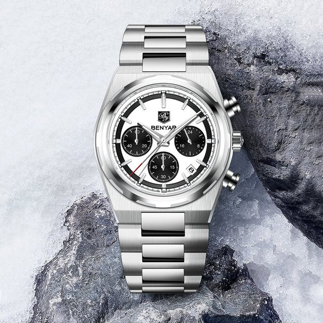 BENYAR Chronograph, Armbanduhr Quarz, Edelstahl, Blau, Herren - Bild 1