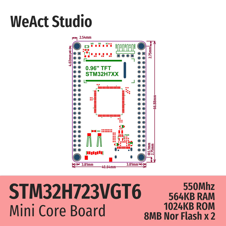 WeAct STM32H723VGT6 STM32H723 STM32 Kernplatine Demo Board - Bild 2
